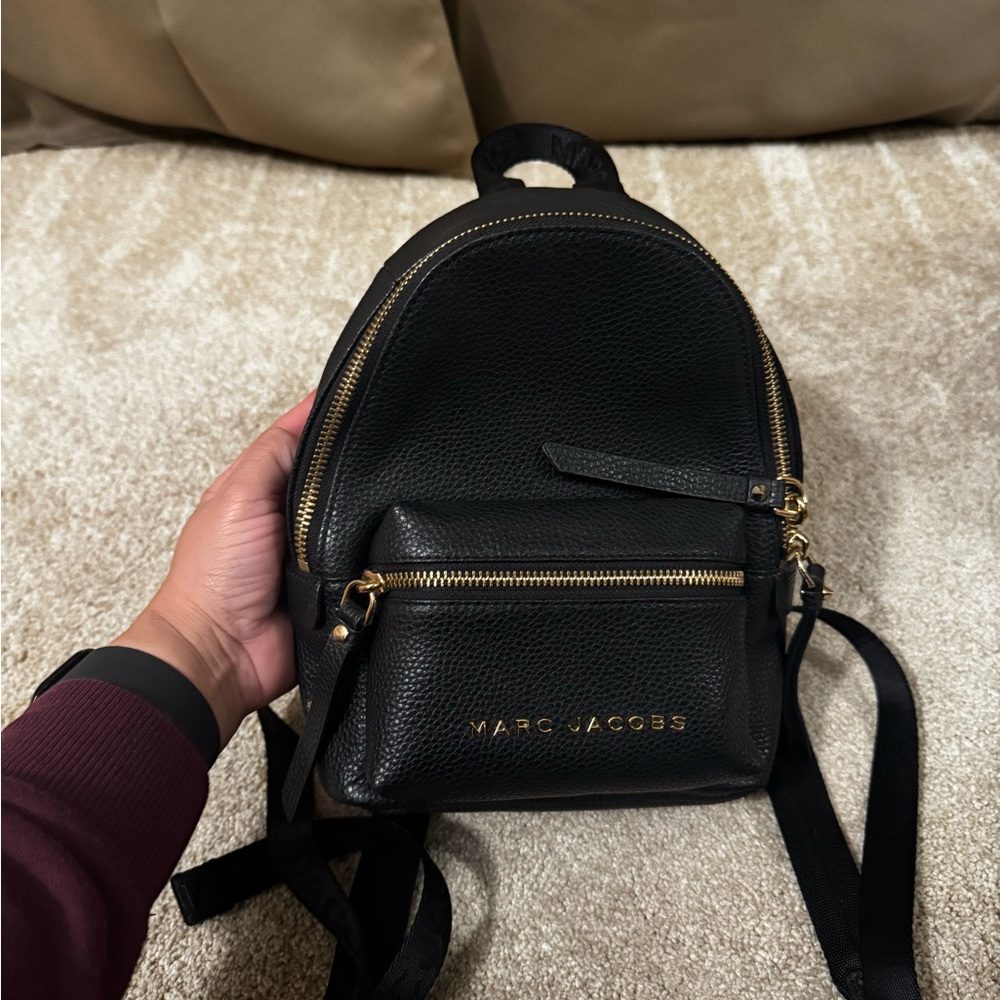 Marc Jacobs Black Backpack with Gold Accents